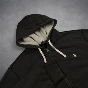 Polo Ralph Lauren Zip Hoodie Extra Large Brown Vintage Cotton Jacket 90s y2k